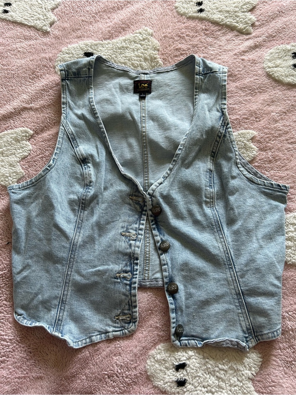 Lee Light Blue Denim Crop Vest